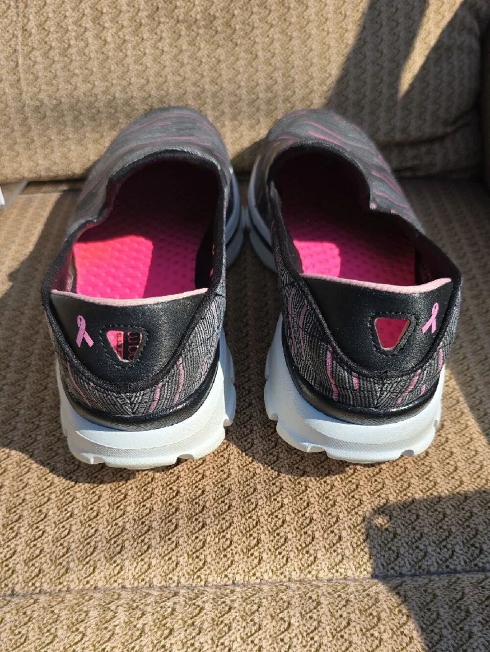 Skechers Slip-On Sneakers - Black with Pink Insole